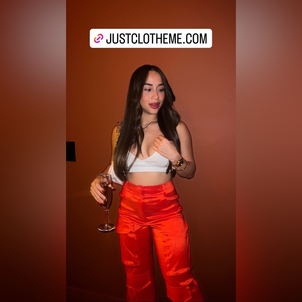 Brand new beautiful shiny orange reddish cargo pants